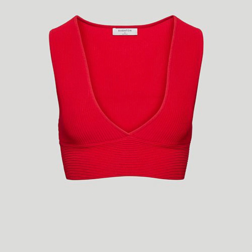 Aritzia Babaton Red Crop Top